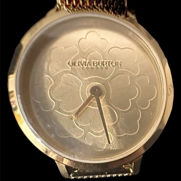 NWT Olivia Burton Ultra Slim Floral Ion Plated Gold-Tone Steel Watch 28mm - Gold - Picture 2 of 6